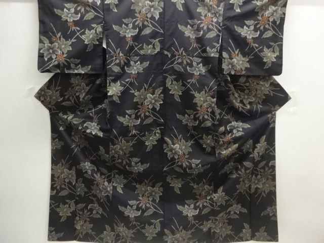 JAPANESE KIMONO / NISHIJIN DENSHO TSUMUGI / WOVEN FLORAL PLANTS